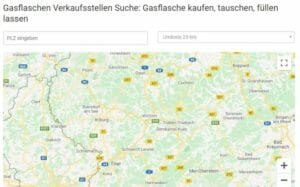 Gasflaschen Vertriebsstellensuche