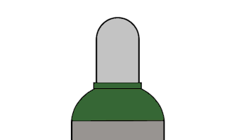 Grafik Argon Gasflasche dunkelgrüne Flaschenschulter, grauer Deckel