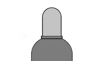 Grafik Gasflasche Kohlendioxid, graue Gasflasche, grauer Deckel