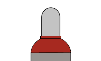 Grafik Gasflasche Wasserstoff rote Flaschenschulter, grauer Deckel
