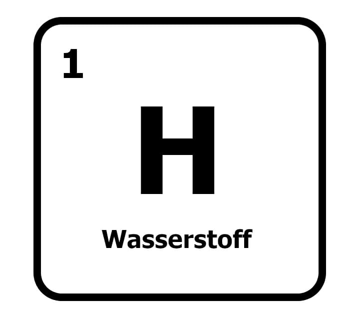 Grafik Periodensystem schwarz-weiß Kachel Element Wasserstoff (H)