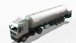 Silberner Fluessigstickstoff Tankwagen zum Transport von tiefkalt verfluessigtem Stickstoff