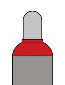 Technische Gasflasche mit roter Flaschenschulter (entzündbar)