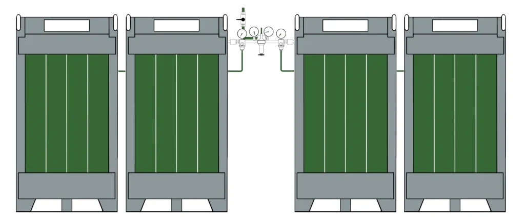 Gasflaschenbündels als Batterie