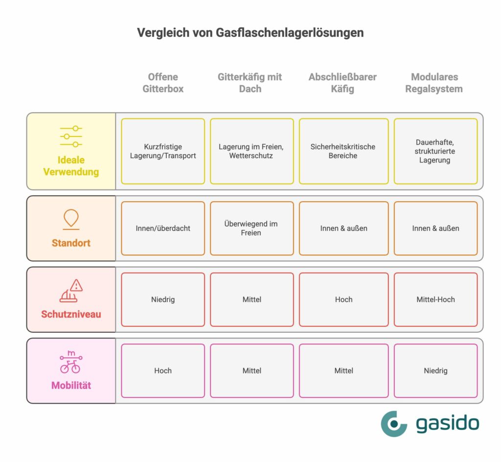 Vergleich von Gasflaschenpaletten und Einsatzgebieten